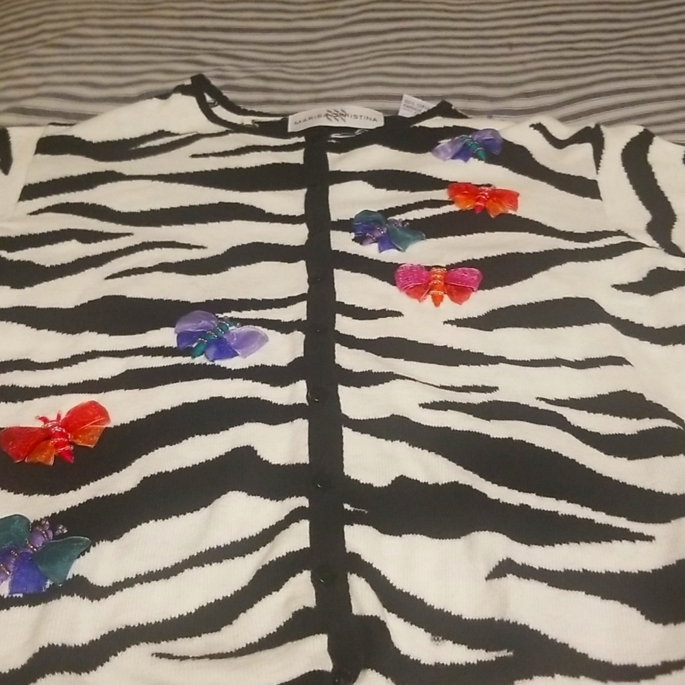 WOMEN'S MARISSA CHRISTINA  COTTON BUTTERFLY SWEATER LIKE NEW